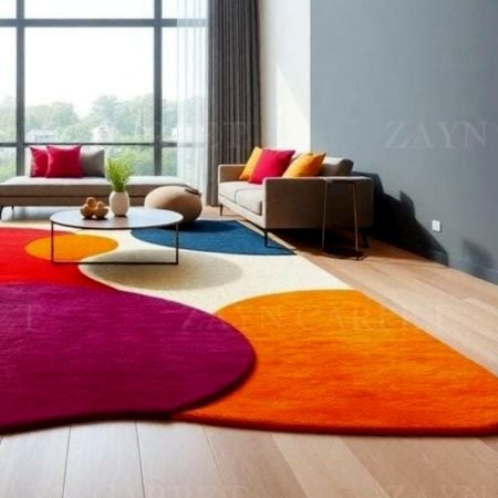 Handcrafted Multicolor Abstract Modern Living Room Rug